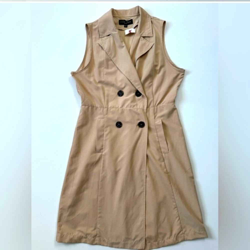 Love Tree Double Breasted Two Button Trench Vest Size Medium NWOT - Picture 6 of 8